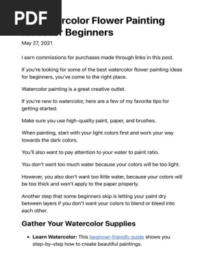 30 Watercolor Flower Painting Ideas for Beginners - Beautiful Dawn Designs