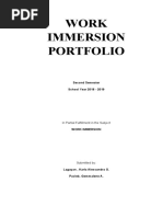 Work Immersion Portfolio: Second Semester School Year 2018 - 2019