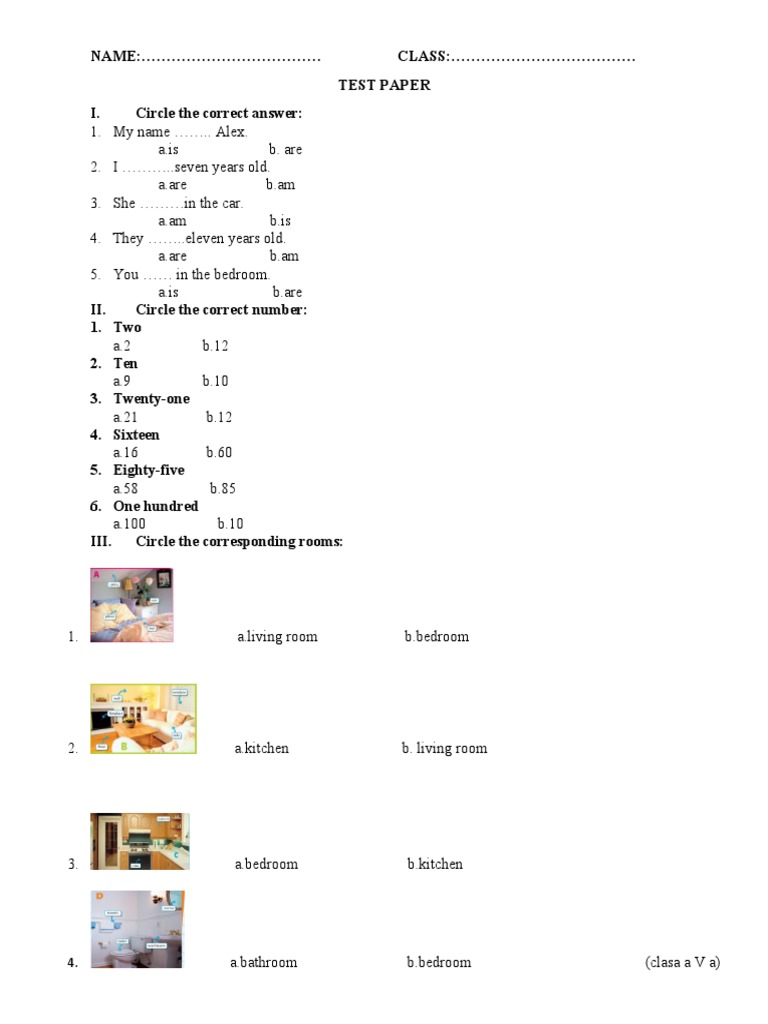 NAME: CLASS: . Test Paper I. Circle The Correct Answer | PDF | Art