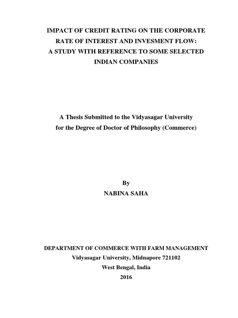 Nabina Saha Thesis | PDF | Cost Of Capital | Credit Rating