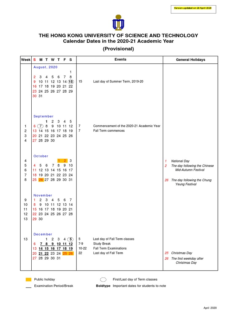 Dates2021prov Ust Calendar PDF Academic Term Traditions
