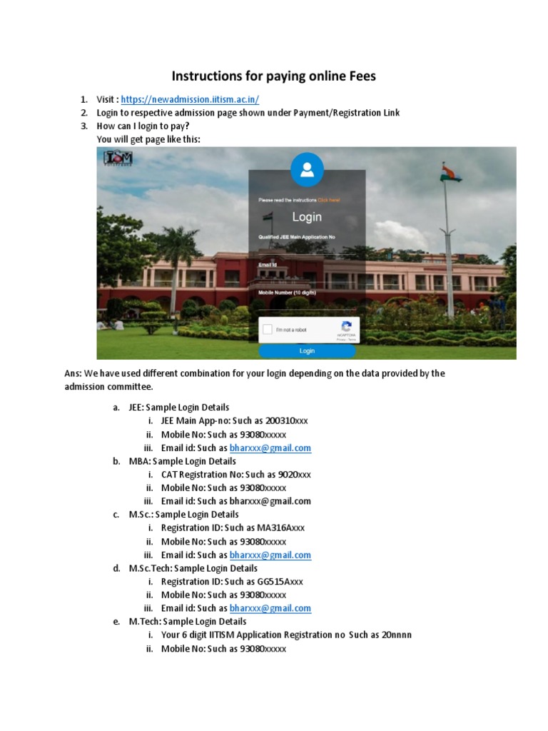 Online Fee Payment Instructions | PDF | Receipt | Financial Transaction