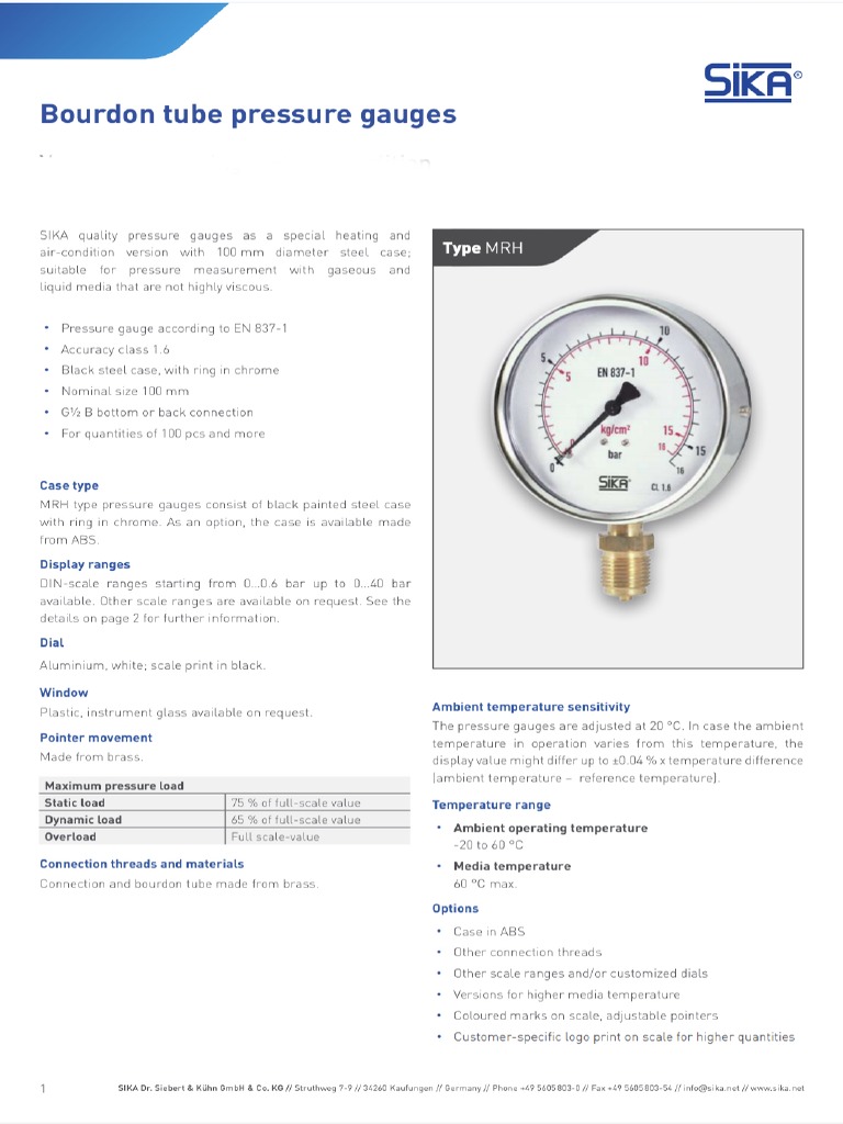 Sika Pressure Gauge PDF