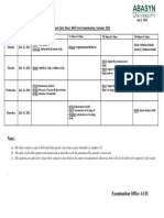 Under Graduate Program Date Sheet, Mid Term Examination, Summer 2021