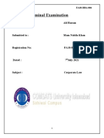 FA18-BBA-004 Terminal Examination Corporate Law