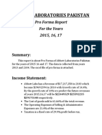 Abbott Laboratories Pakistan: Pro Forma Report For The Years 2015, 16, 17
