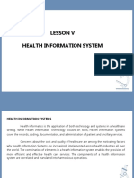 Lesson V Health Information System: Emil Gatus Student Number Name of School