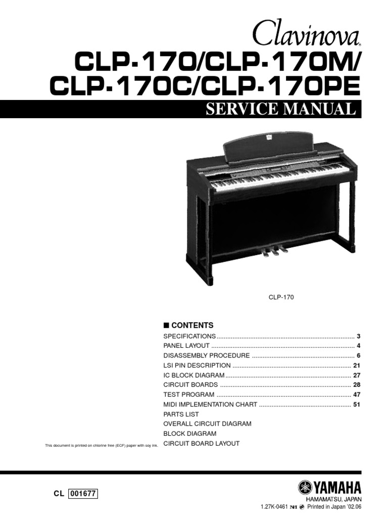 Yamaha CLP 170 Service Manual | PDF | Solder | Electrical