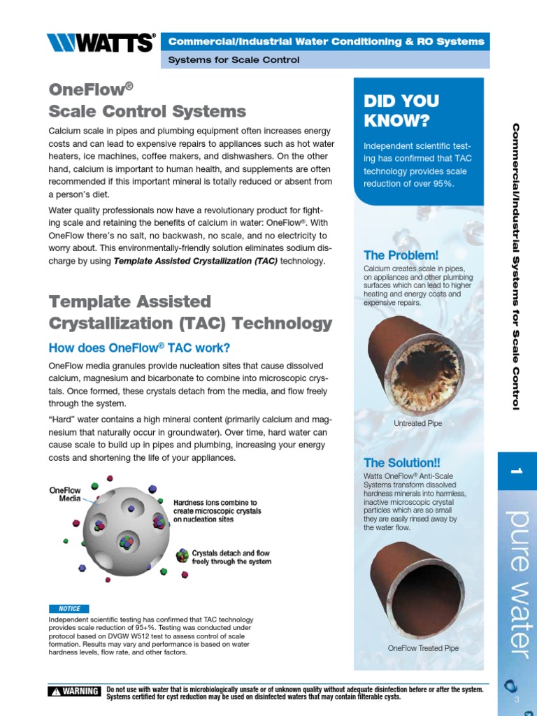 WattsWaterQualityCatalog713 OneFlow PDF Water Heating Water
