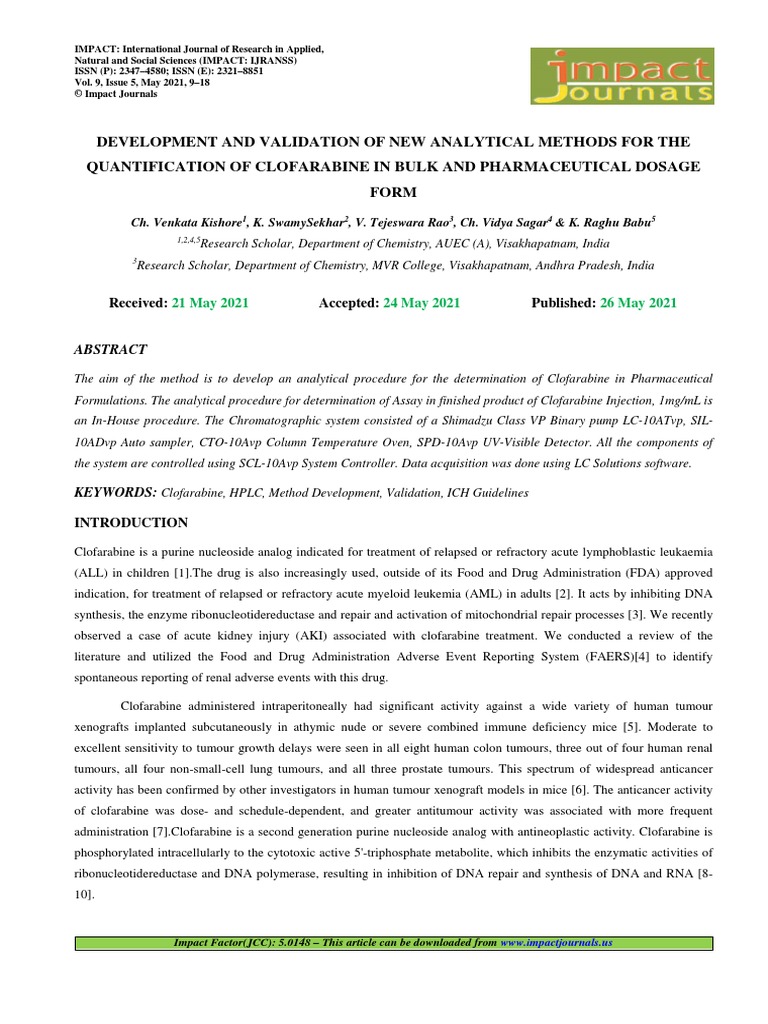 Development and Validation of New Analytical Methods For The ...