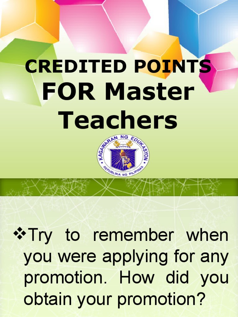 Master Teacher Promotion Criteria Guide | PDF | Human Nature | Teachers