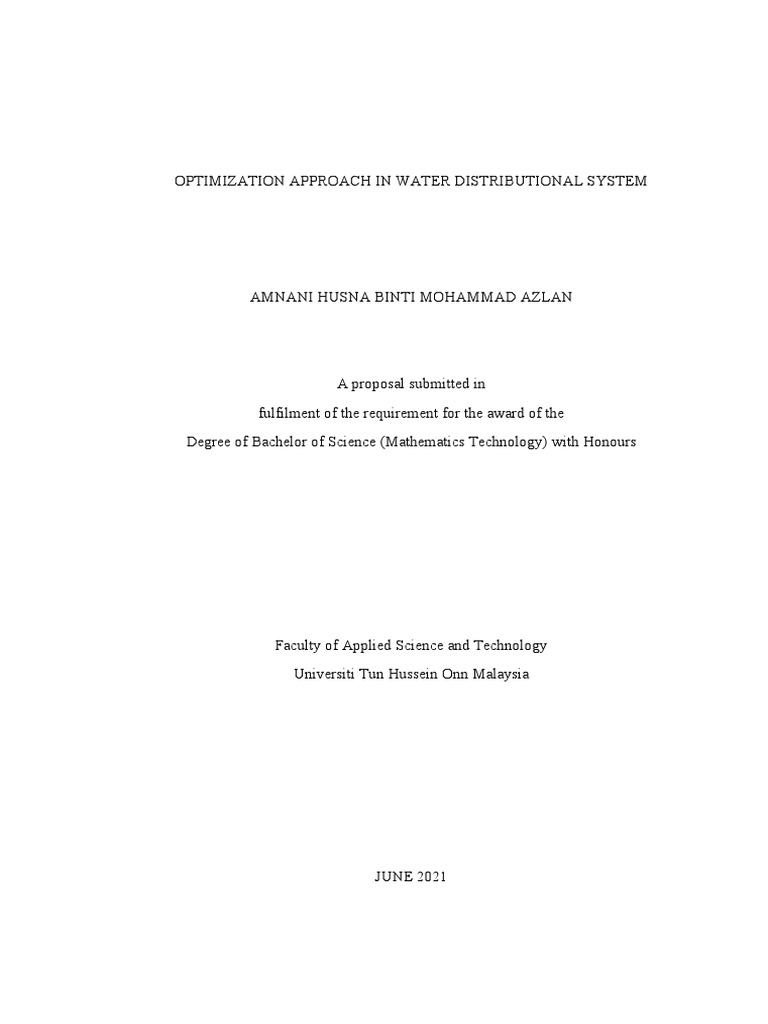 Water Distribution System Optimization | PDF | Mathematical ...