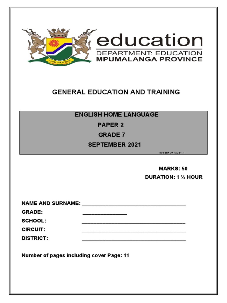 Grade 6 English Fal Test Pdf Noun English Language