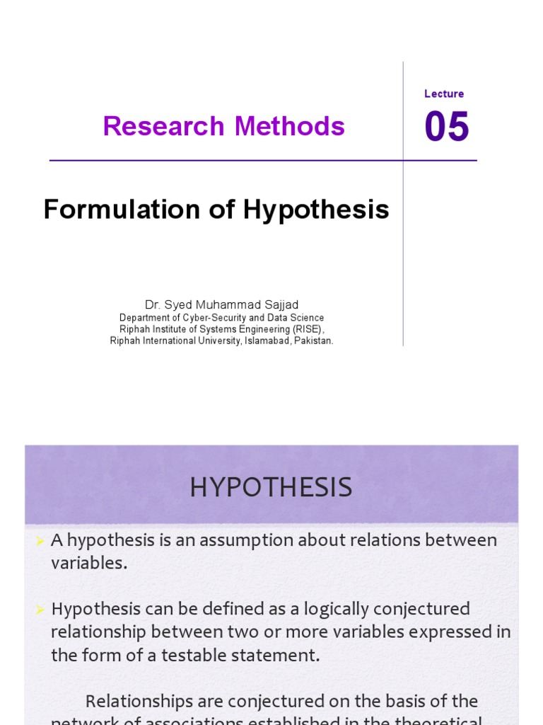 formulation of hypothesis wikipedia