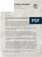 NEC Letter of Suspension to Cde. Carl Niehaus