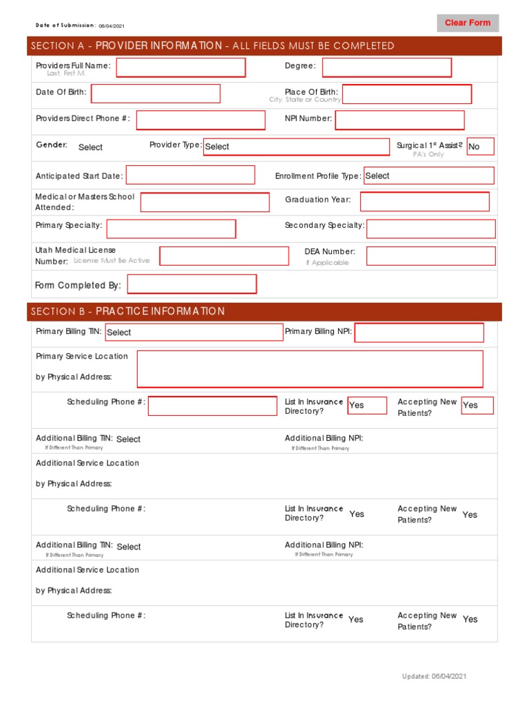 Provider Onboarding Form Template | PDF | Health Policy | Health Care