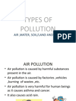 Types of Pollution: Air, Water, Soil/Land and Noise