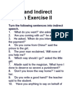 Direct and Indirect Speech Exercise II
