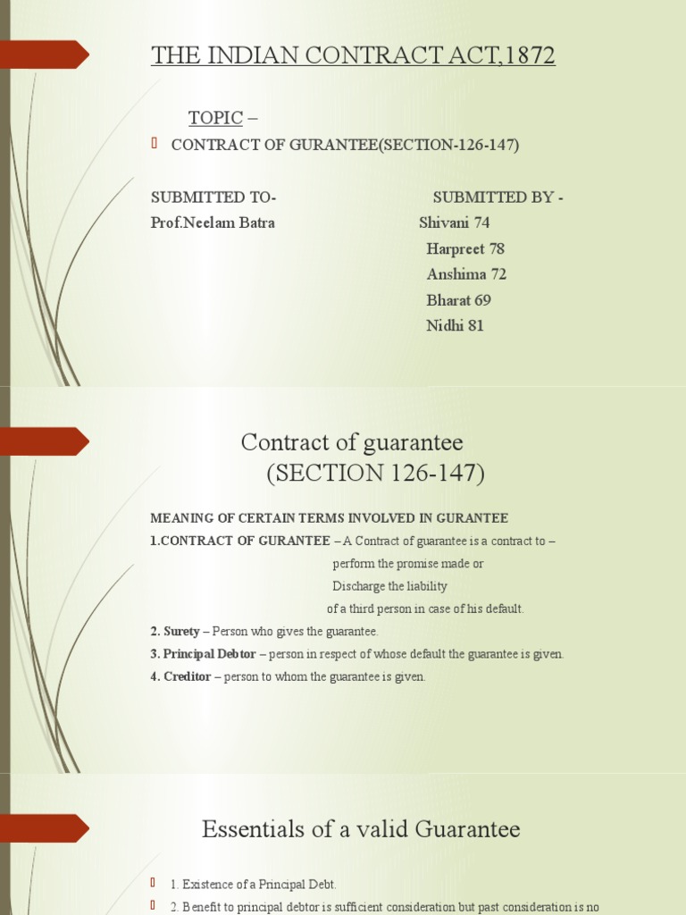 Contract of Guarantee PDF Guarantee Legal Ethics