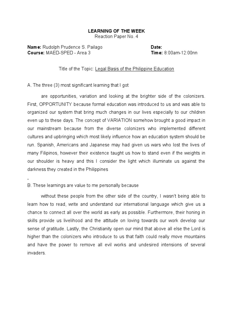 Legal Basis of Philippine Education Insights | PDF | Philippines ...