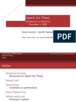 Speech Act Theory: Introduction To Semantics November 4, 2004