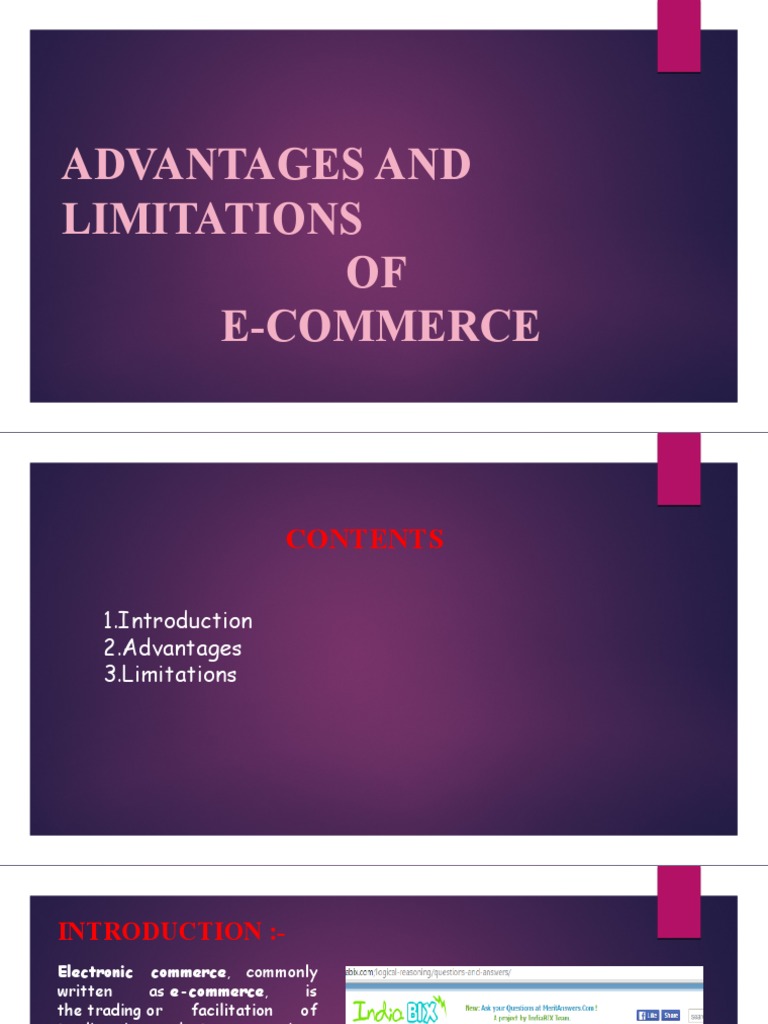 E-Commerce: Pros and Cons Explained | PDF | Electronic Business | E ...