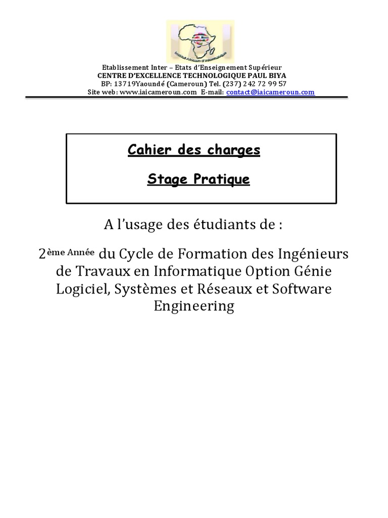 Page De Garde Signature Cahier D évauation Cahier Des Charges GL2 Et SR2 LMD 2020-2021 | PDF | Entrepreneur principal  | Informatique