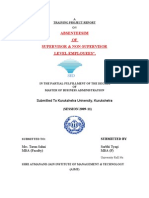 Absenteesim OF Supervisor & Non-Supervisor Level Employees"