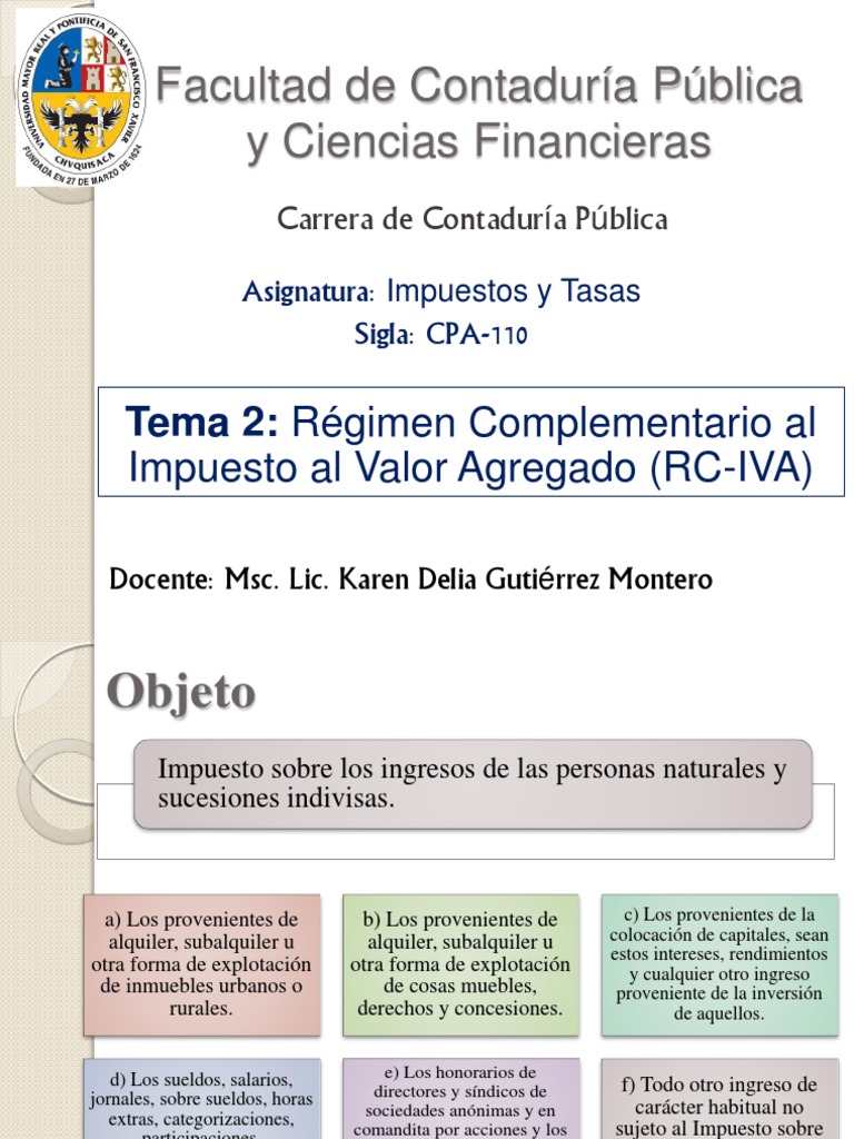 Régimen Complementario del IVA en Bolivia | PDF | Impuestos | Impuesto ...