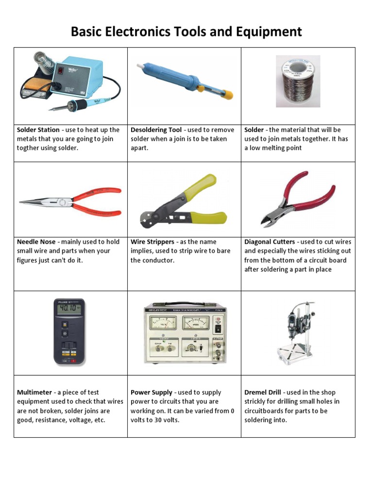 Basic Electronics Tools and Equipment PDF