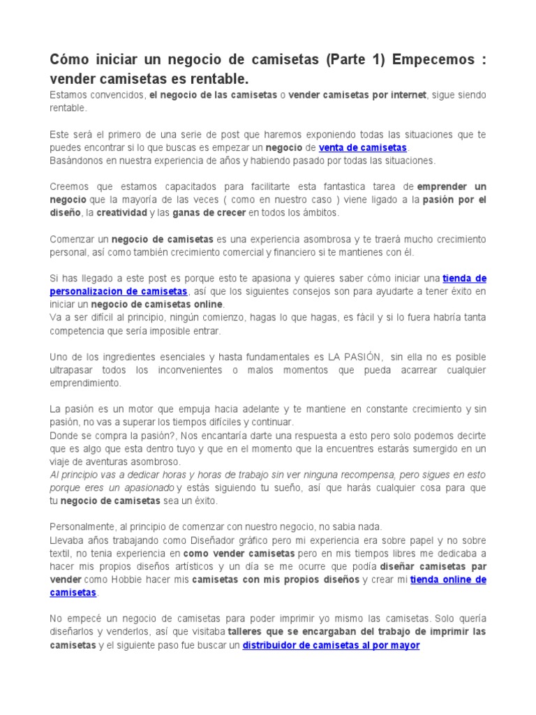 Guía para Emprender en Camisetas | PDF | Impresora (Computación) | Blog, image size:768x1024