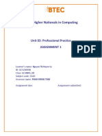 Higher Nationals in Computing: Unit 03: Professional Practice Assignment 1
