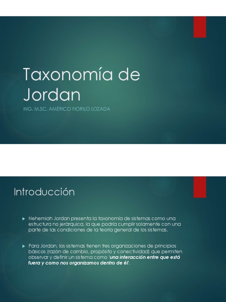 Taxonomía de Jordan PDF Sistema Comportamiento