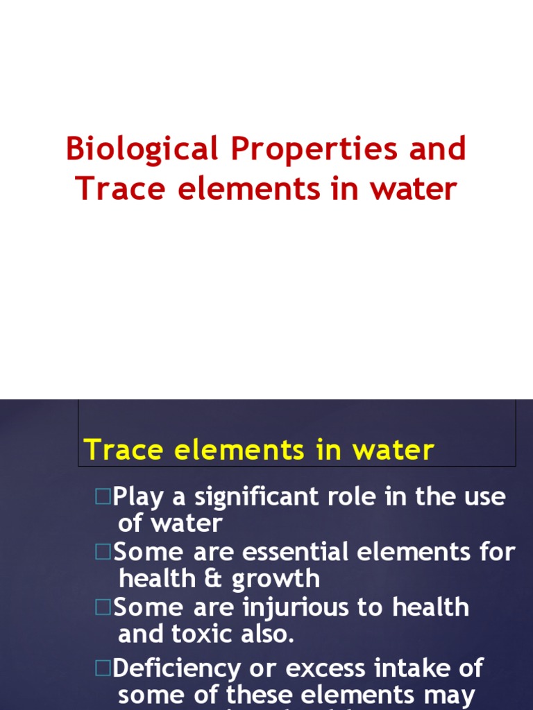 Biological Properties and Trace Elements in Water PDF