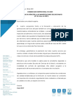 COMUNICADO INSTITUCIONAL 014 Medidas en Atención A Las Manifestaciones 28 de Mayo