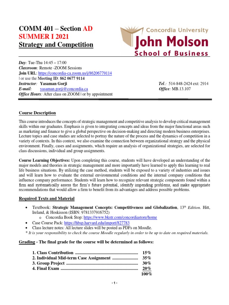 Comm 401 Course Outline 2021 Summer Ad Pdf Case Study