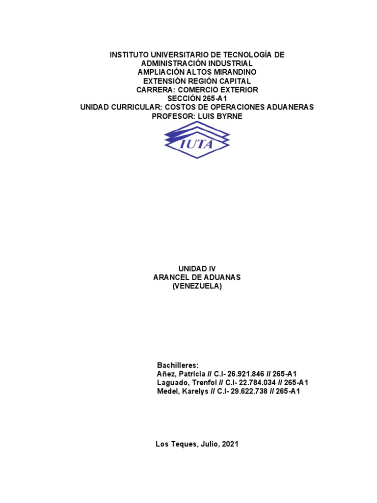 Arancel de Aduanas en Venezuela | PDF | aduana | Arancel