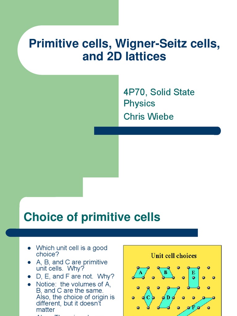 Wigner-Seitz and Primitive Cells Explained | PDF