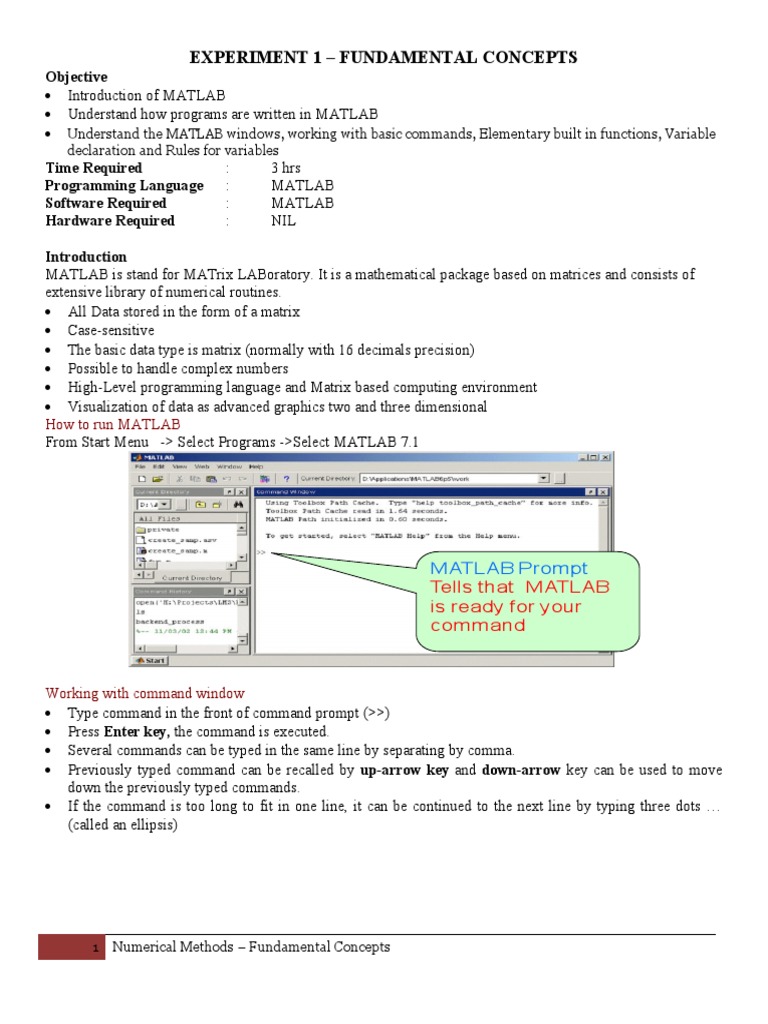 MATLAB Basics: Commands & Variables | PDF | Matlab | Parameter ...