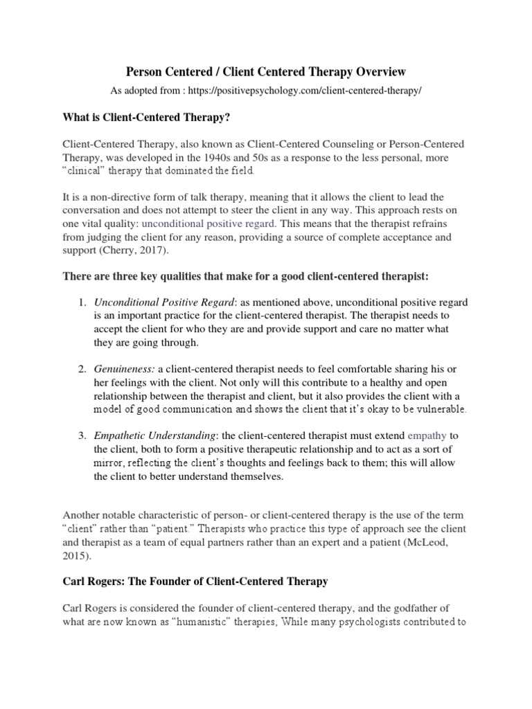 Client-Centered Therapy Guide | PDF