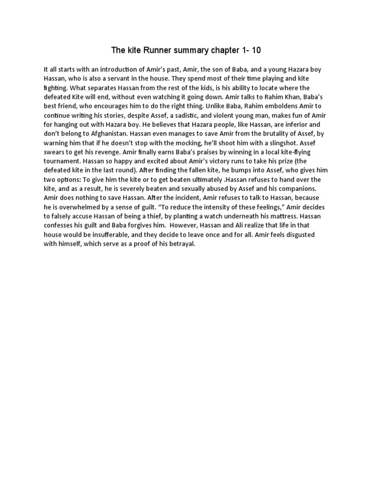 The Kite Runner Summary Chapter 110 PDF