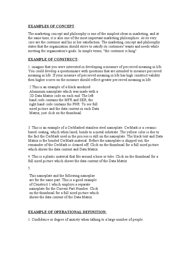 Examples of Concept | PDF | Psychology | Psychological Concepts