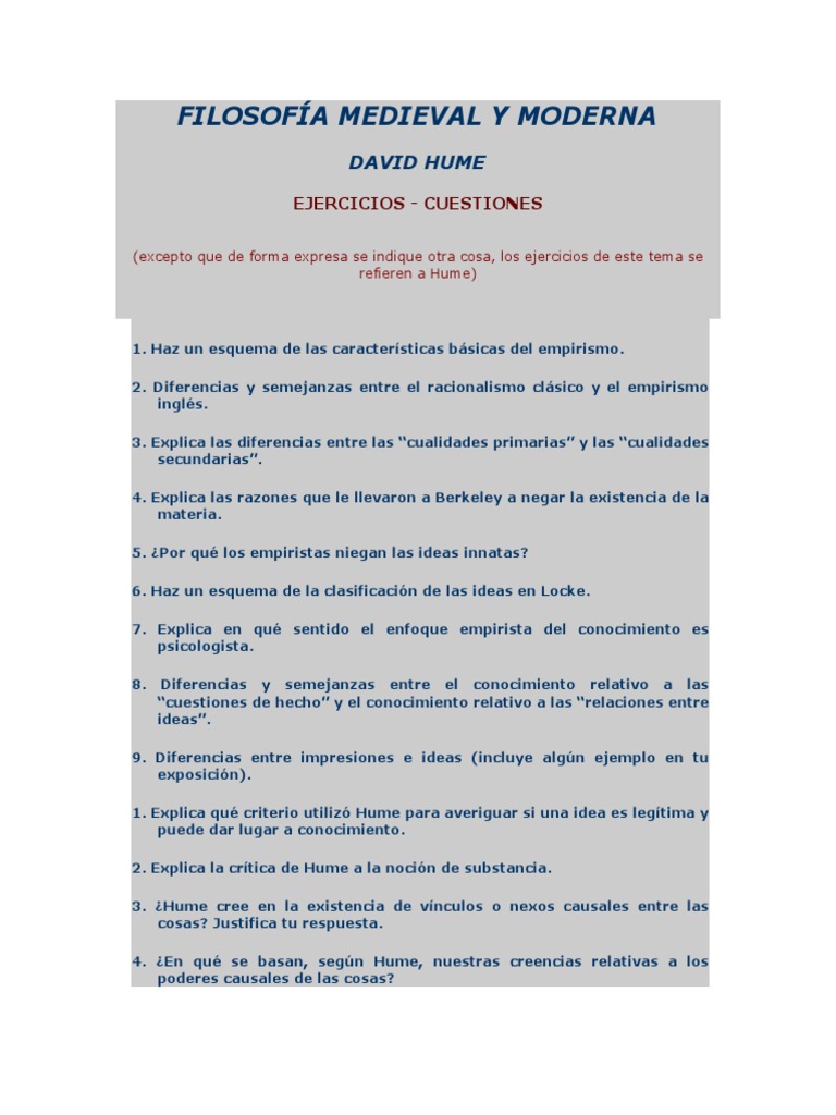 David Hume Cuestiones | PDF