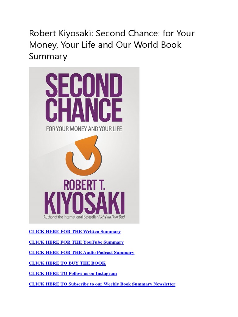 Robert Kiyosaki: Second Chance: For Your Money, Your Life and Our World ...