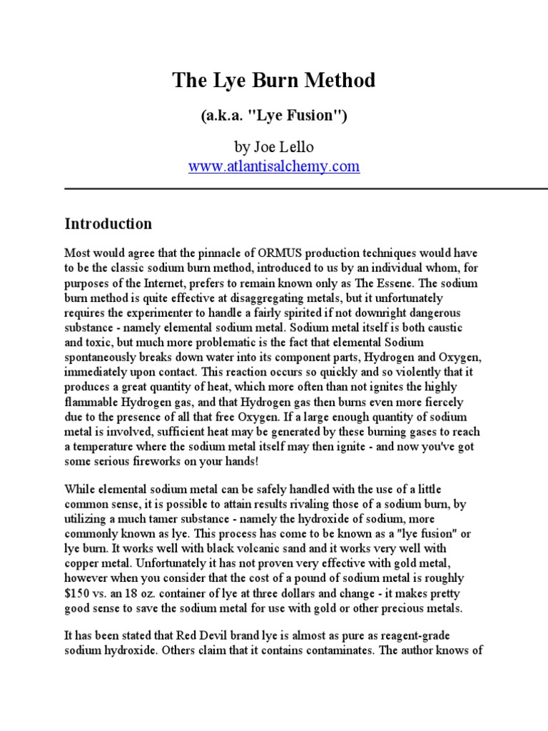 The Lye Burn Method PDF