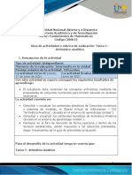 Guía de Actividades y Rúbrica de Evaluación - Tarea 1 - Aritmético Analítico