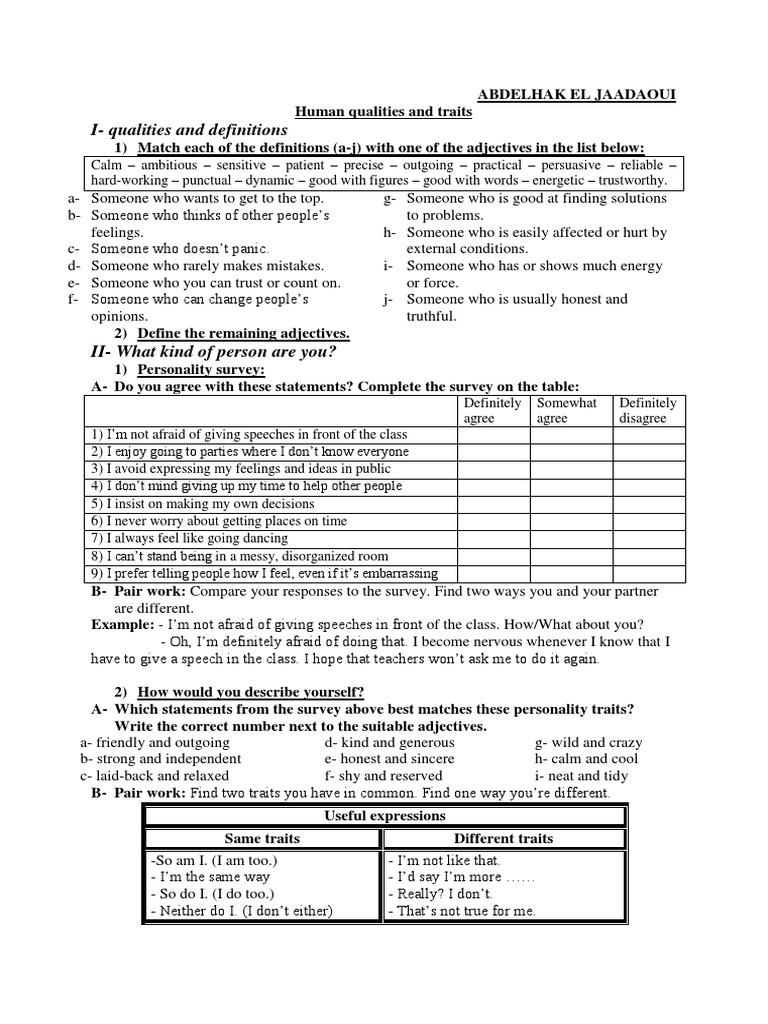 Human Qualities and Traits | PDF