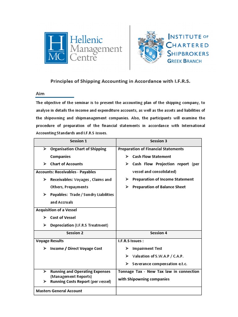 Principles of Shipping Accounting in Accordance With I.F.R.S | PDF ...