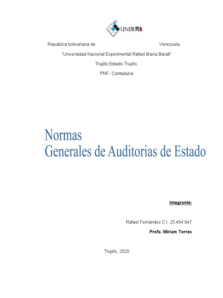 Normas Generales de Auditorias de Estado | PDF | Auditoría | Contralor