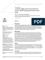 Low Birth Weight and Its Associated Risk Factors: Health Facility-Based Case-Control Study